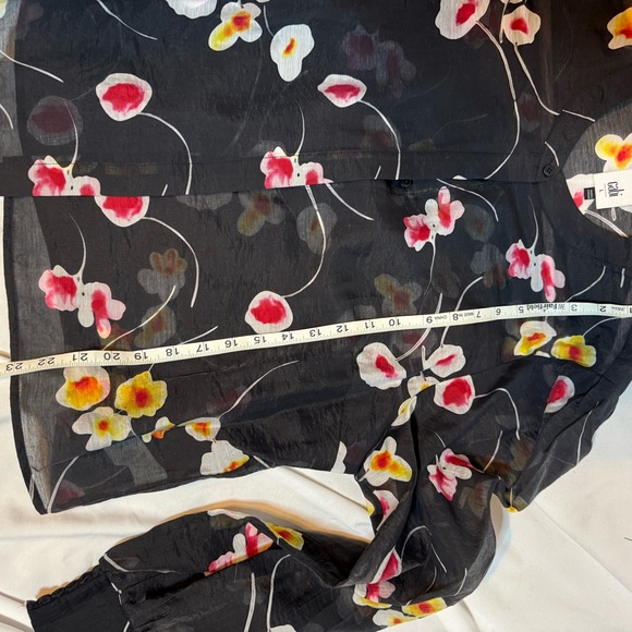 CAbi Black Blouse with Red and Yellow Floral Design - Picture 7 of 7